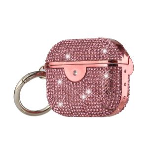 For AirPods 3 GLASS Drill Diamonds Shiny Hybrid Case Cover - Pink