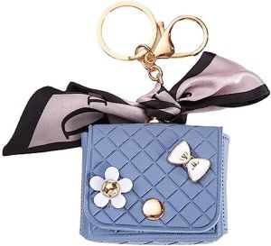 Mini Bag Case For Airpods 4th Gen,Cute Leather Cover with Crossbody Strap - Light Blue