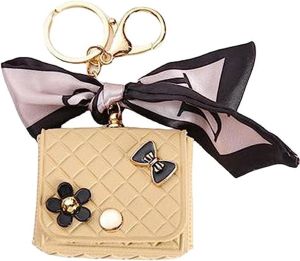 Mini Bag Case For Airpods 4th Gen,Cute Leather Cover with Crossbody Strap - Gold
