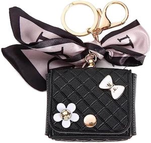 Mini Bag Case For Airpods 4th Gen,Cute Leather Cover with Crossbody Strap - Black