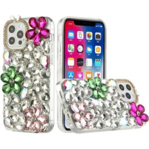 For iPhone 11 Pro Max Full Diamond with Ornaments Hard TPU Case Cover - Hot Pink/Neon Green/Light Pink