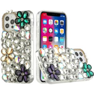 For Apple iPhone 11 Pro Max Full Diamond with Ornaments Hard TPU Case Cover - Dark Green/Gold/Dark Purple
