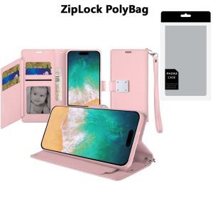For iPhone 11 Pro Max Wallet ID Card Holder Case Cover - Rose Gold