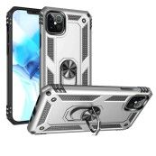 For Moto G Play 2023, G Pure, G Power (2022) Ring Magnetic Kickstand Hybrid Case Cover - Silver