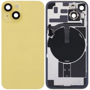 Back Glass With Steel Plate With Wireless NFC Charging MagSafe Magnet & Flashlight Flex Compatible For IPhone 14 Plus - Yellow