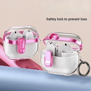 Transparent Electroplated Headphone Protective Cover Shell For AirPods 2nd Gen Earbuds Cover with Metal Buckle - Pink