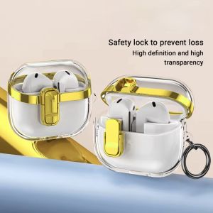 Transparent Electroplated Headphone Protective Cover Shell For AirPods Pro Earbuds Cover with Metal Buckle - Gold