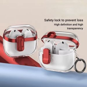 Transparent Electroplated Headphone Protective Cover Shell For AirPods 2nd Gen Earbuds Cover with Metal Buckle - Red