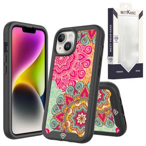 For iPhone 14 METKASE Premium Exotic Design Hybrid Case in Slide-Out Package - Mandala