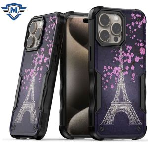 For Motorola G Stylus 5G 2023 METKASE Premium Exquisite Design Hybrid in Slide-Out Package -Dark Grunge Eiffel Tower Paris Sakura Flowers