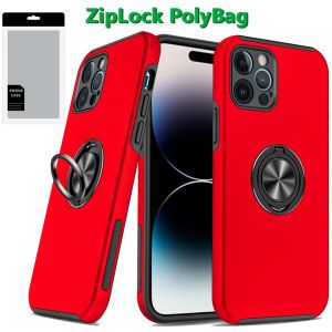 [PolyBag] For iPhone 14 Pro Max CHIEF Oil Painted Magnetic Ring Stand Hybrid - Red