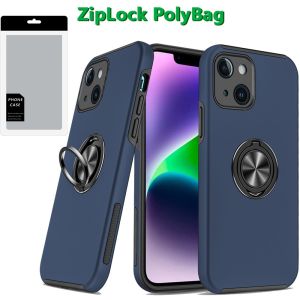 [PolyBag] For iPhone 14/13 CHIEF Oil Painted Magnetic Ring Stand Hybrid - Dark Blue