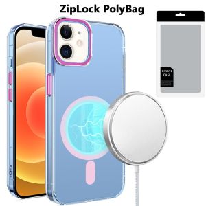 [PolyBag] For iPhone 12 & iPhone 12 Pro Matching Clear Transparent Circle Design - Light Pink