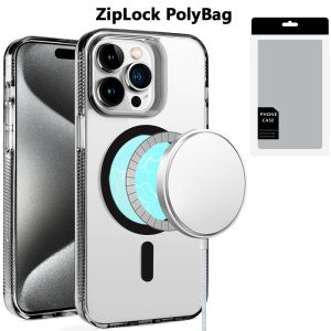 [PolyBag] For iP15 Pro Max PURE Transparent [Magnetic Circle] High Quality Ultra Thick Hybrid - Black