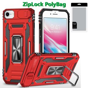 [PolyBag] For iPhone SE 3 (2022) SE/8/7 Utter Tough Metal Ring Movable Camera Window Hybrid - Red