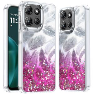 For Moto G Stylus 5G 2025 Epoxy Glitter Shimmer [Magnetic Circle] Hybrid Case - Hot Pink