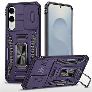 For Samsung Galaxy s25 Edge Utter Tough Metal Ring Movable Camera Window Hybrid Case Cover - Dark Purple