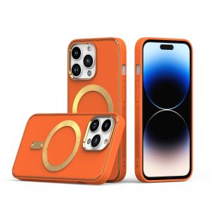 For iPhone 11 Pro Max Ultimate PU Leather [Magnetic Circle] Beautiful Hybrid - Orange