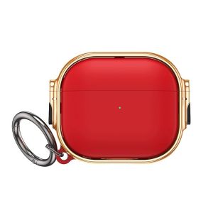 Electroplate Secure Lock Clip Shockproof Case for AirPod 4th Gen - Red