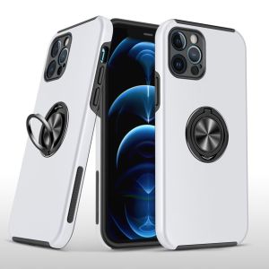 For Apple iPhone 11 Pro Max CHIEF Oil Painted Magnetic Ring Stand Hybrid Case Cover - Silver