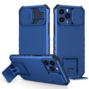 For Apple iPhone 11 Pro Max Easy Viewing Kickstand Camera Protection Hybrid Case Cover - Blue